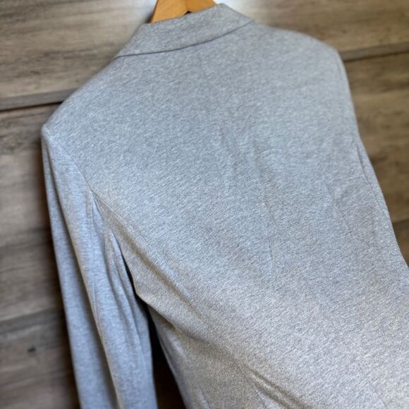 Ellen Tracy Gray Blazer Cotton Blend Jersey Knit Suit Jacket Women's L - Picture 6 of 8